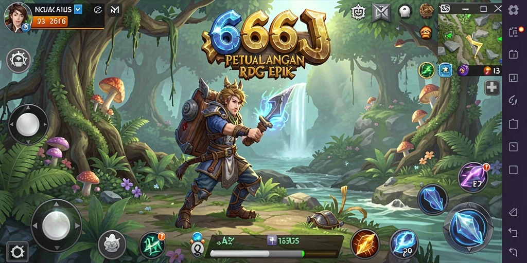 Tampilan gameplay menampilkan aksi pertarungan epik di dunia RPG.