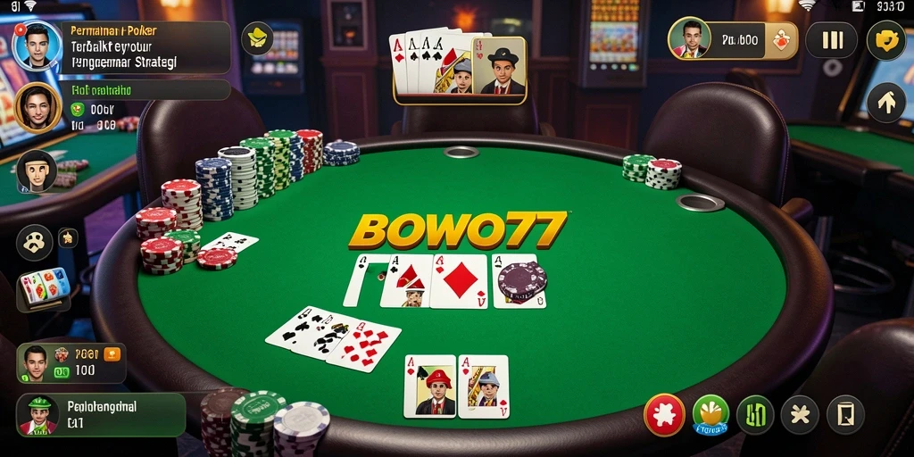 Screenshot BOWO77 menampilkan aksi seru permainan Poker.