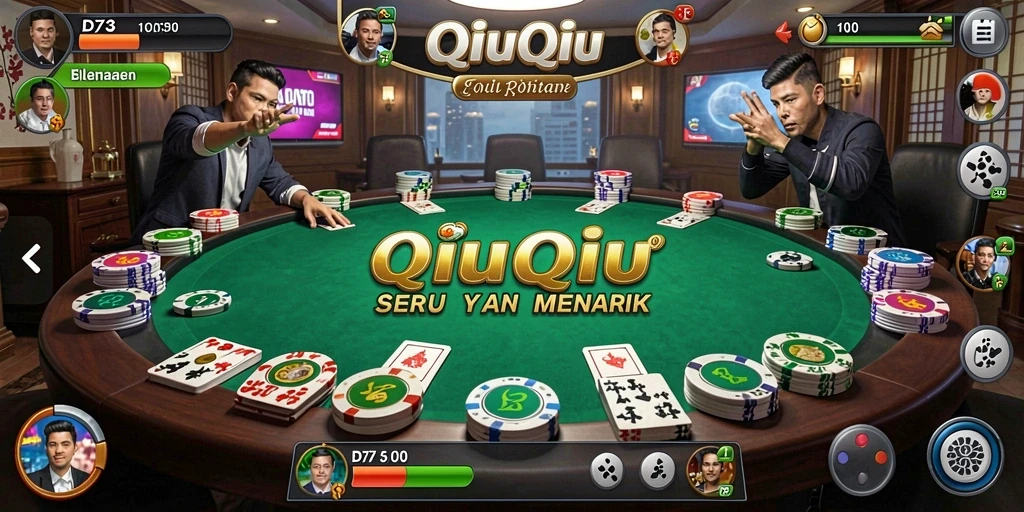 Tangkapan layar gameplay D73 yang menampilkan momen seru QiuQiu.