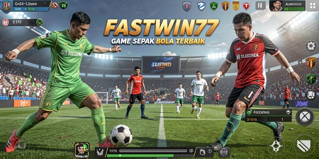 Tampilan menarik dari gameplay sepak bola yang seru.
