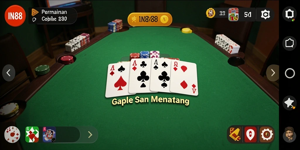 Tampilan screenshot IN88 memperlihatkan gameplay menarik permainan Gaple.