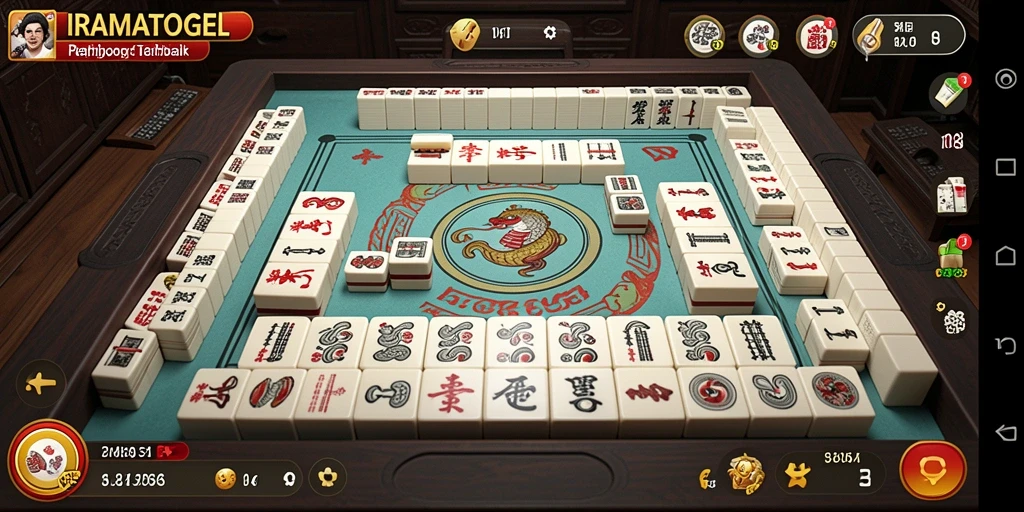 Screenshot gameplay IRAMATOGEL, menampilkan suasana seru permainan Mahjong.