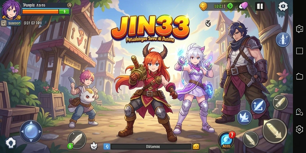 Tampilan gameplay JIN33 yang penuh warna dan dinamis.