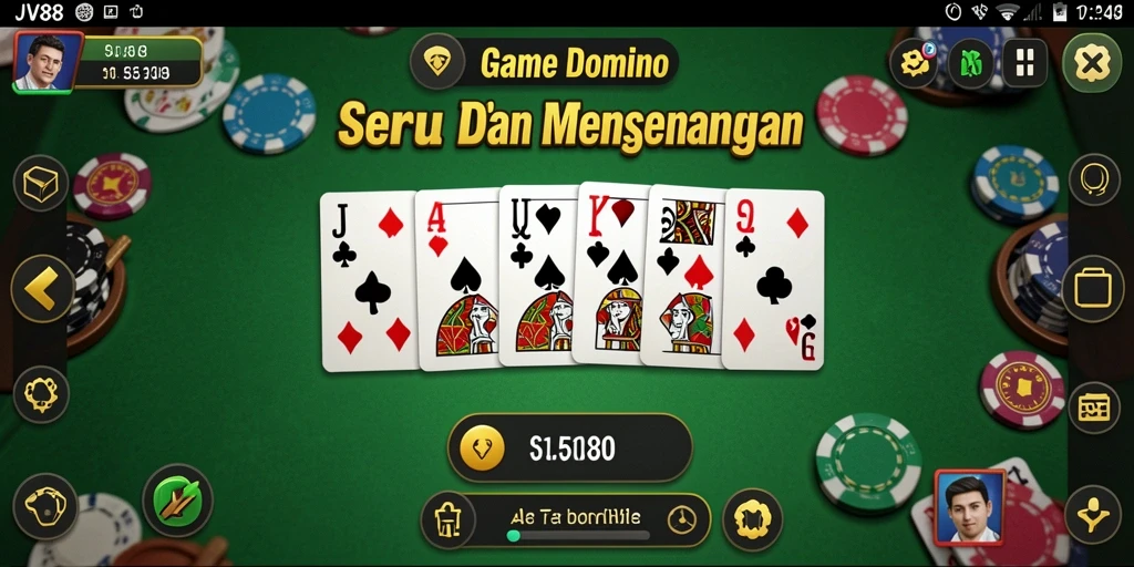 Screenshot menampilkan gameplay seru dalam game Domino JV88.
