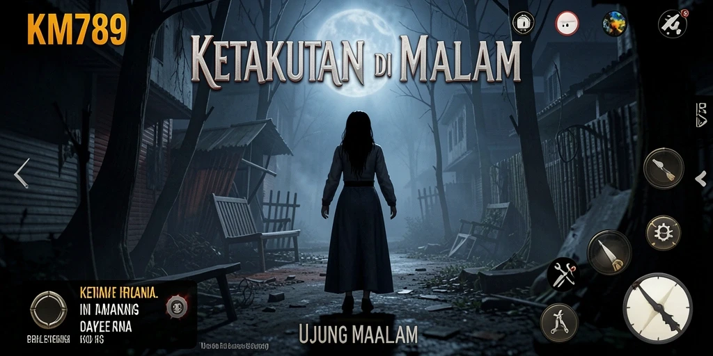 Tampilan gameplay KM789 yang mengerikan dan menegangkan.