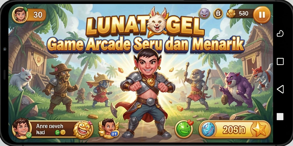 Tampilan gameplay LUNATOGEL dengan rintangan seru dan grafis menawan.