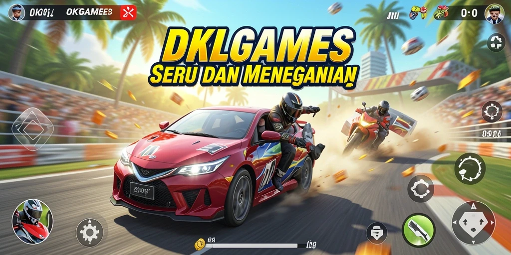 Gambaran gameplay seru di lintasan balapan OKGAMES.