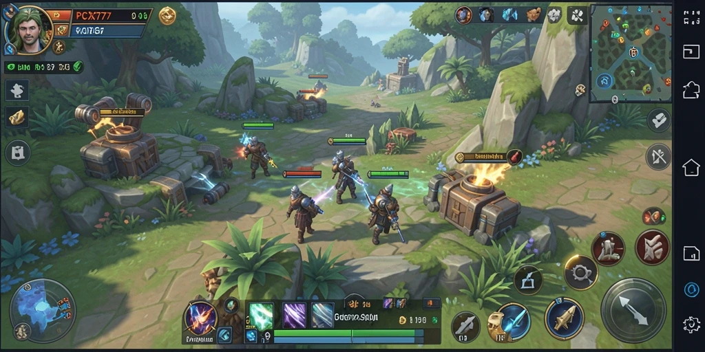 Tangkapan layar gameplay PCX777 yang menunjukkan pertempuran epik.