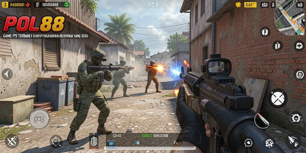 Tampilan gameplay intens POL88 saat aksi tembak-menembak.