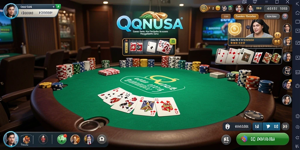 Tampilan permainan Poker seru di QQNUSA dengan grafik menarik.