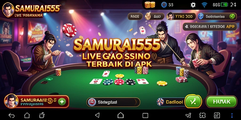 Tangkapan layar gameplay <strong>SAMURAI555</strong> menampilkan dealer profesional dan suasana kasino yang hidup.