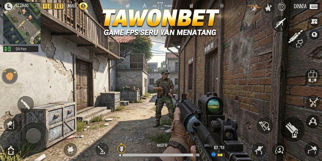 Tampilan gameplay seru TAWONBET dengan aksi tembak-menembak.