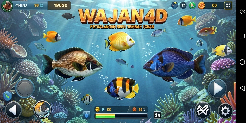 Gameplay seru Tembak Ikan di WAJAN4D dengan berbagai pilihan senjata.