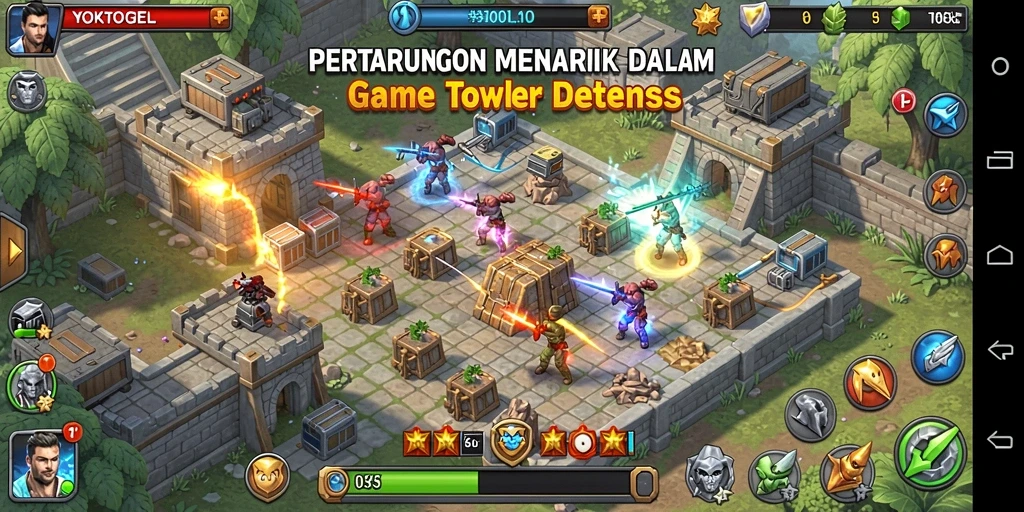 Screenshot gameplay YOKTOGEL dengan aksi Tower Defense yang menarik.