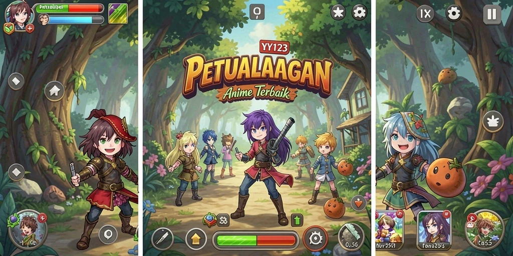 Tampilan gameplay yang seru dalam dunia Anime.