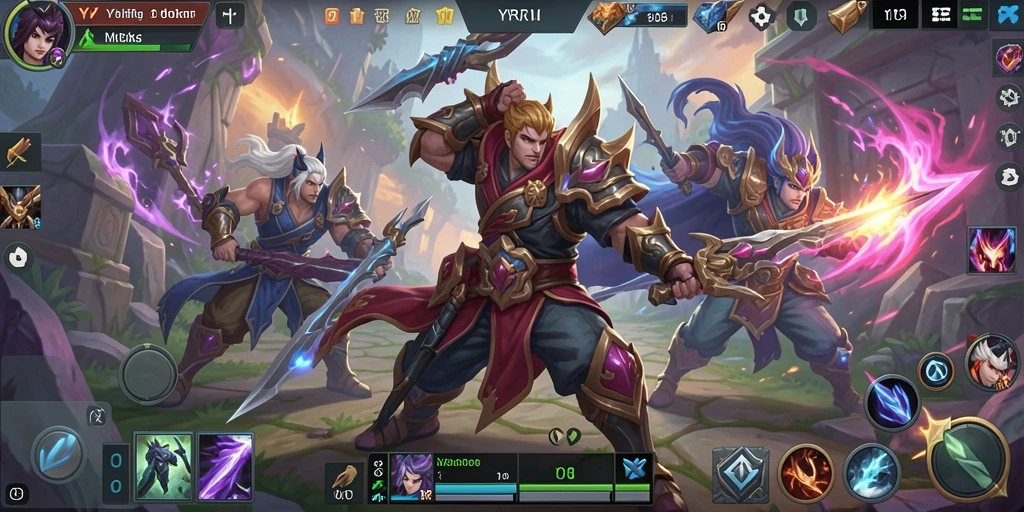 Tangkapan layar menampilkan pertempuran seru dalam game MOBA YYRR.